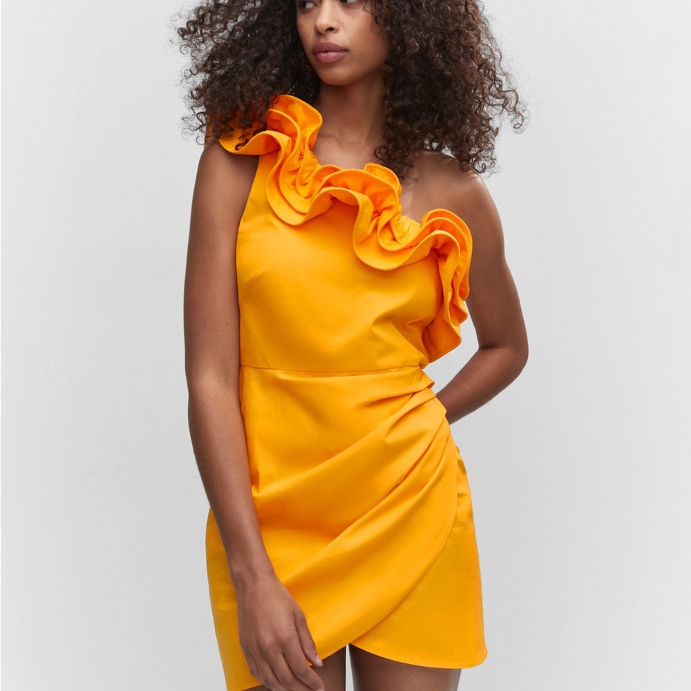 Mango Asymmetric ruffled dress